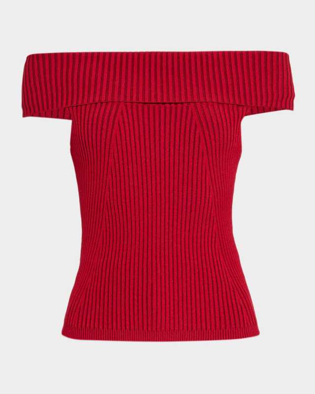 Luke Ribbed Off-Shoulder Top